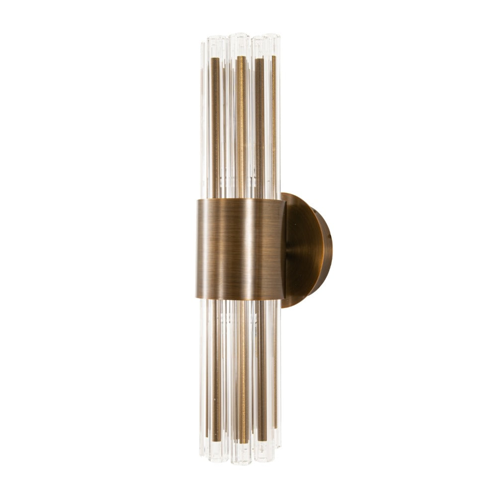 VORELLI® Lioro antique brass wall light with vertical glass rods