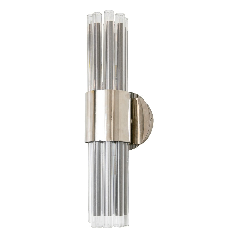VORELLI Lioro wall light in polished nickel with layered glass tubes