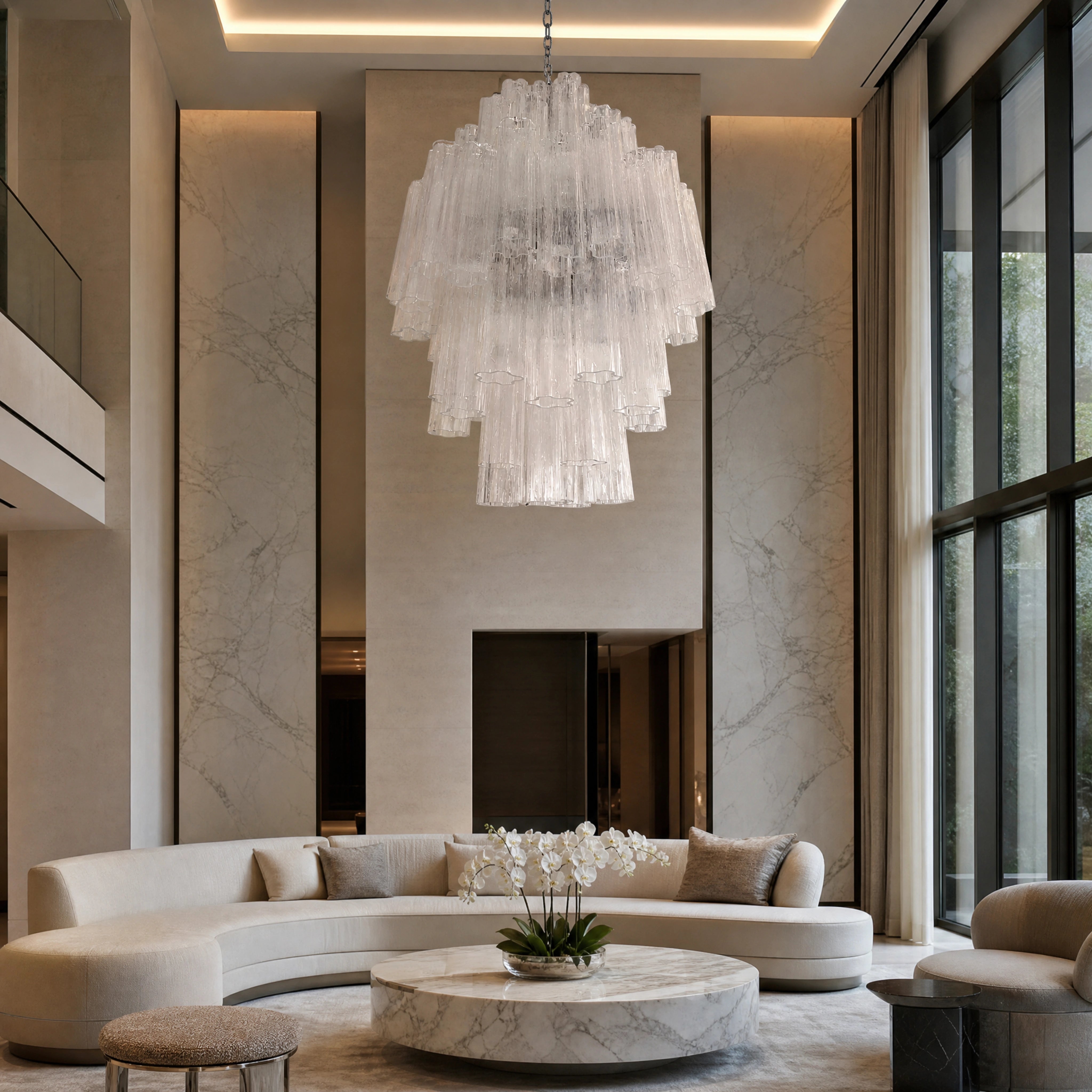 Loretta Tronchi Murano Glass Circular Chandelier UHNW private residence luxury lifestyle image by VORELLI