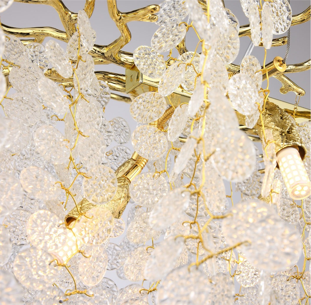 Close-up of textured glass discs on VORELLI® Lunaria Wall Light II