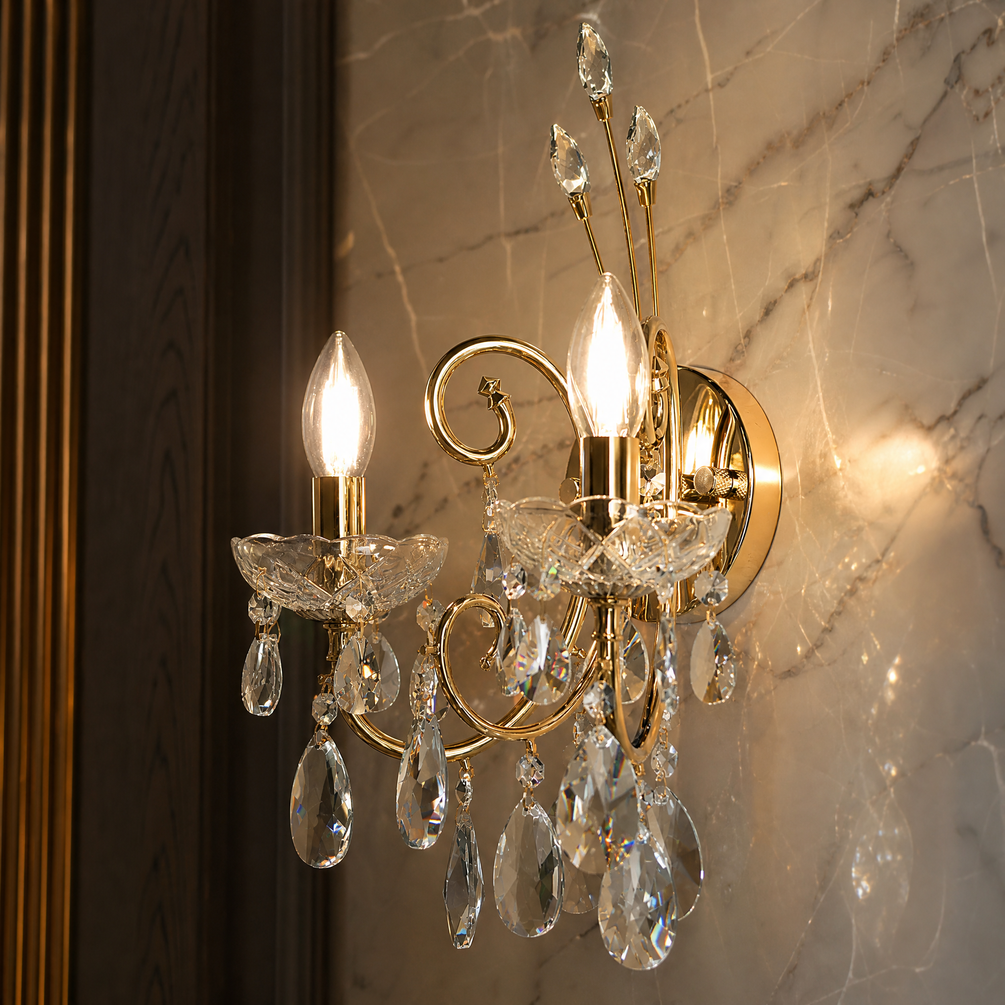 Casablanca with Swarovski Crystal Luxury Wall Light close-up craftsmanship detail image by VORELLI