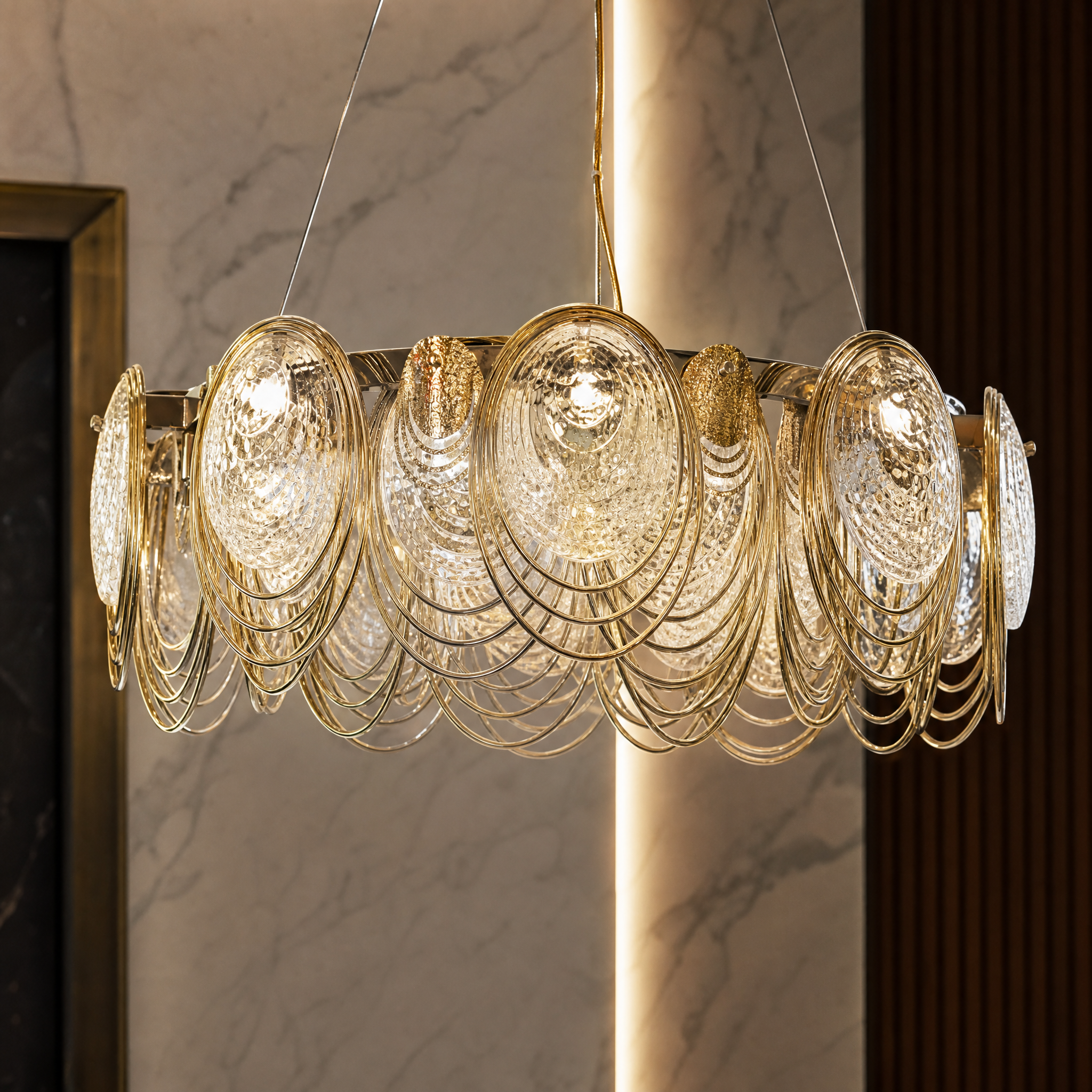 Coral Round Luxury Chandelier close-up craftsmanship detail image by VORELLI
