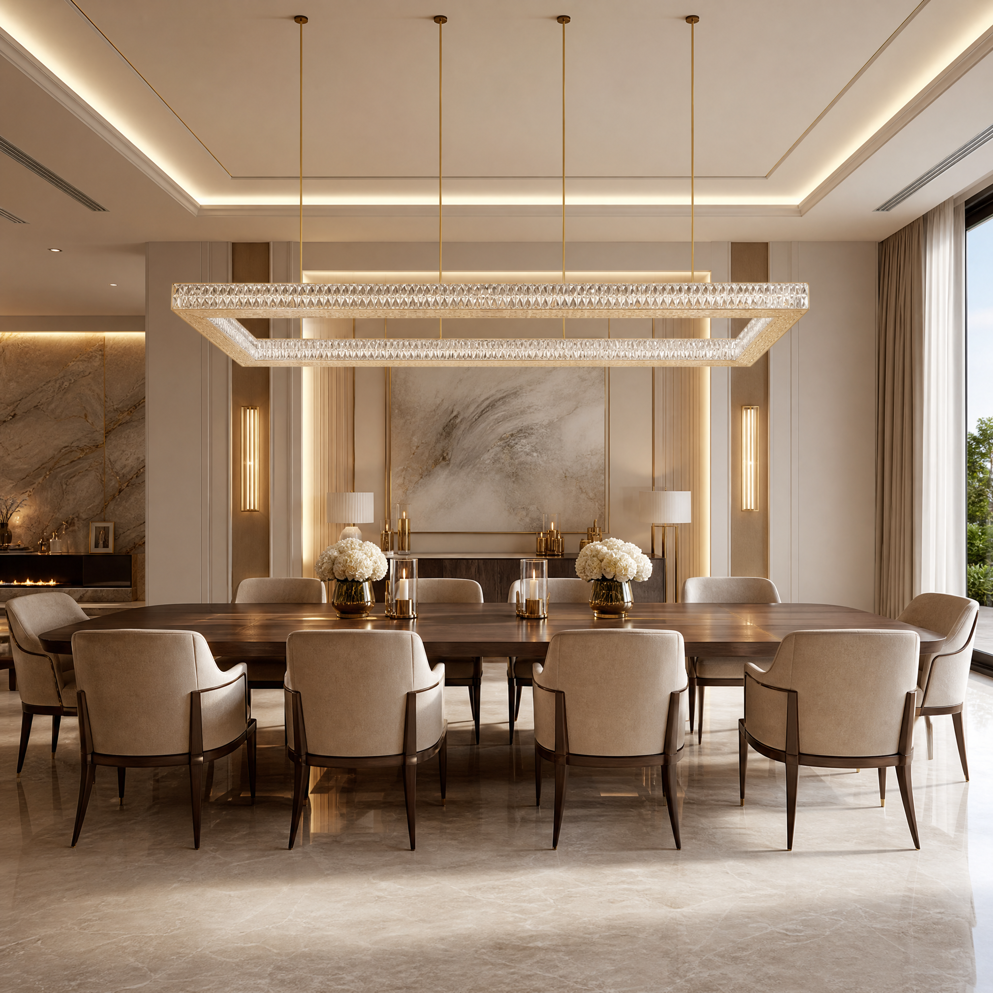 Spacium (Rectangular) Luxury Rectangular Chandelier luxury residential lifestyle image by VORELLI
