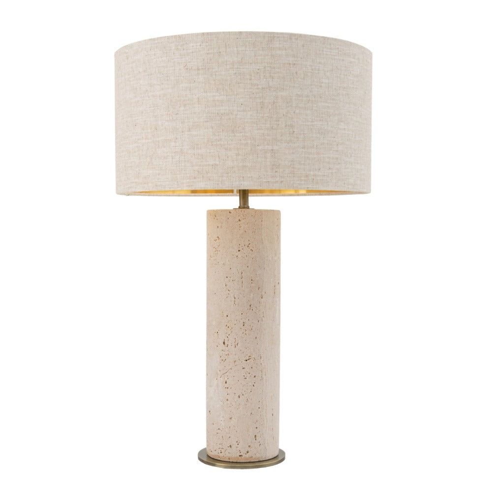Maltera Travertine Vintage Brass Table Lamp by VORELLI, table lamp product image for bedrooms, consoles and hotel suites