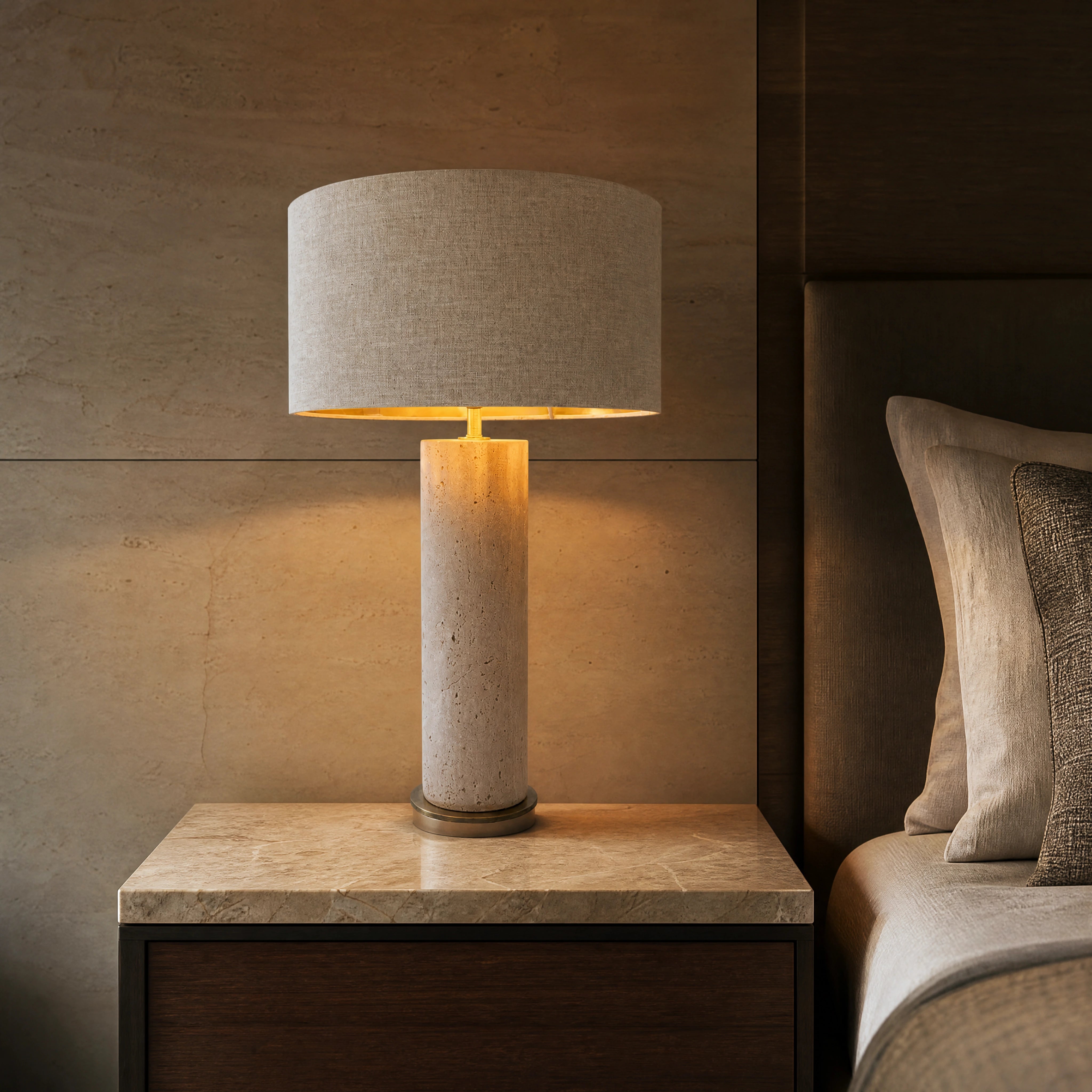 Maltera Travertine Vintage Brass Table Lamp luxury hospitality interior lifestyle image by VORELLI