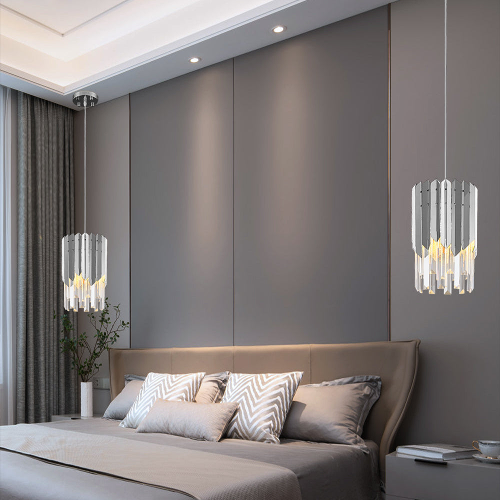 Manhattan crystal bar pendant light in luxury bedroom interior