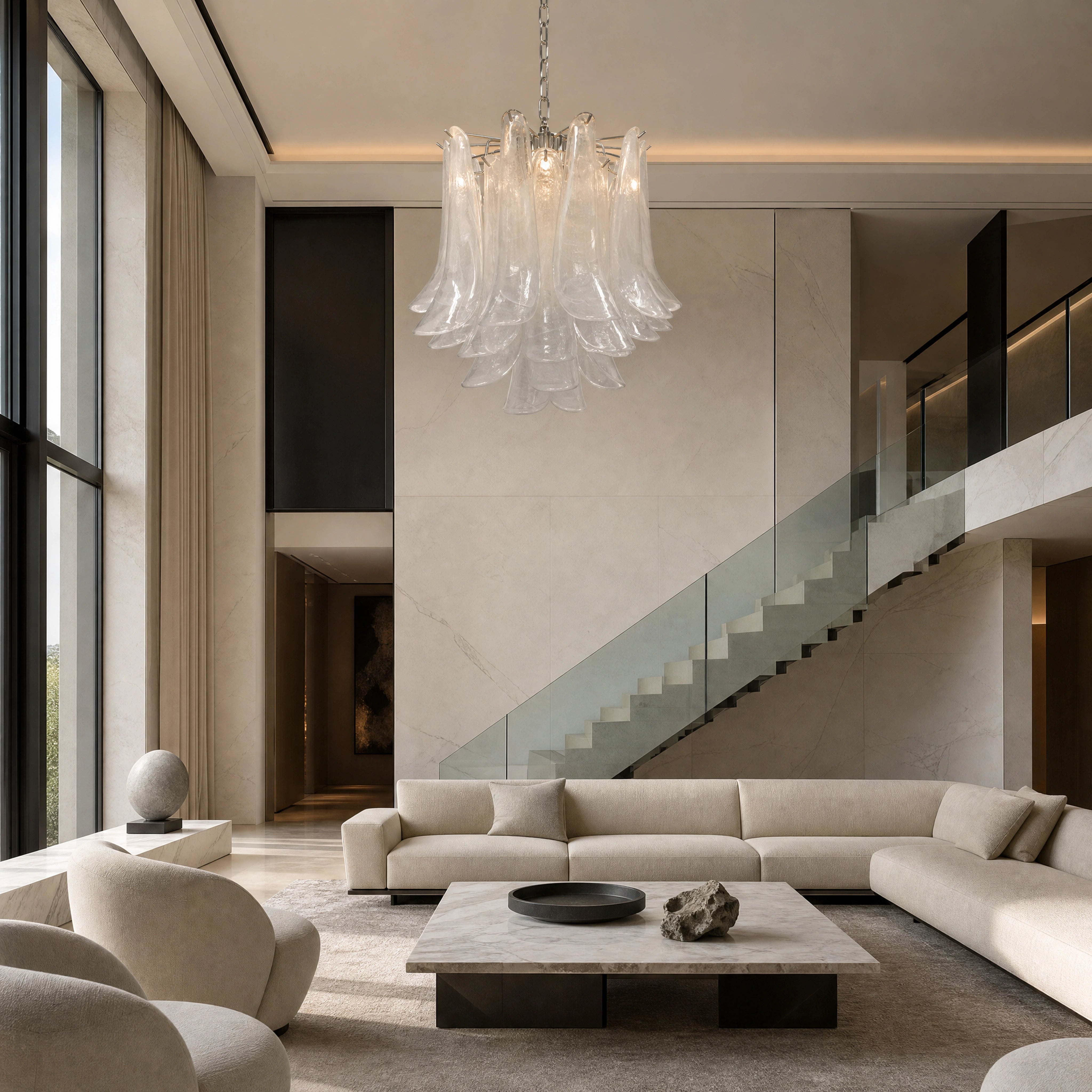 Mantova Selle Murano Glass Circular Chandelier UHNW private residence luxury lifestyle image by VORELLI
