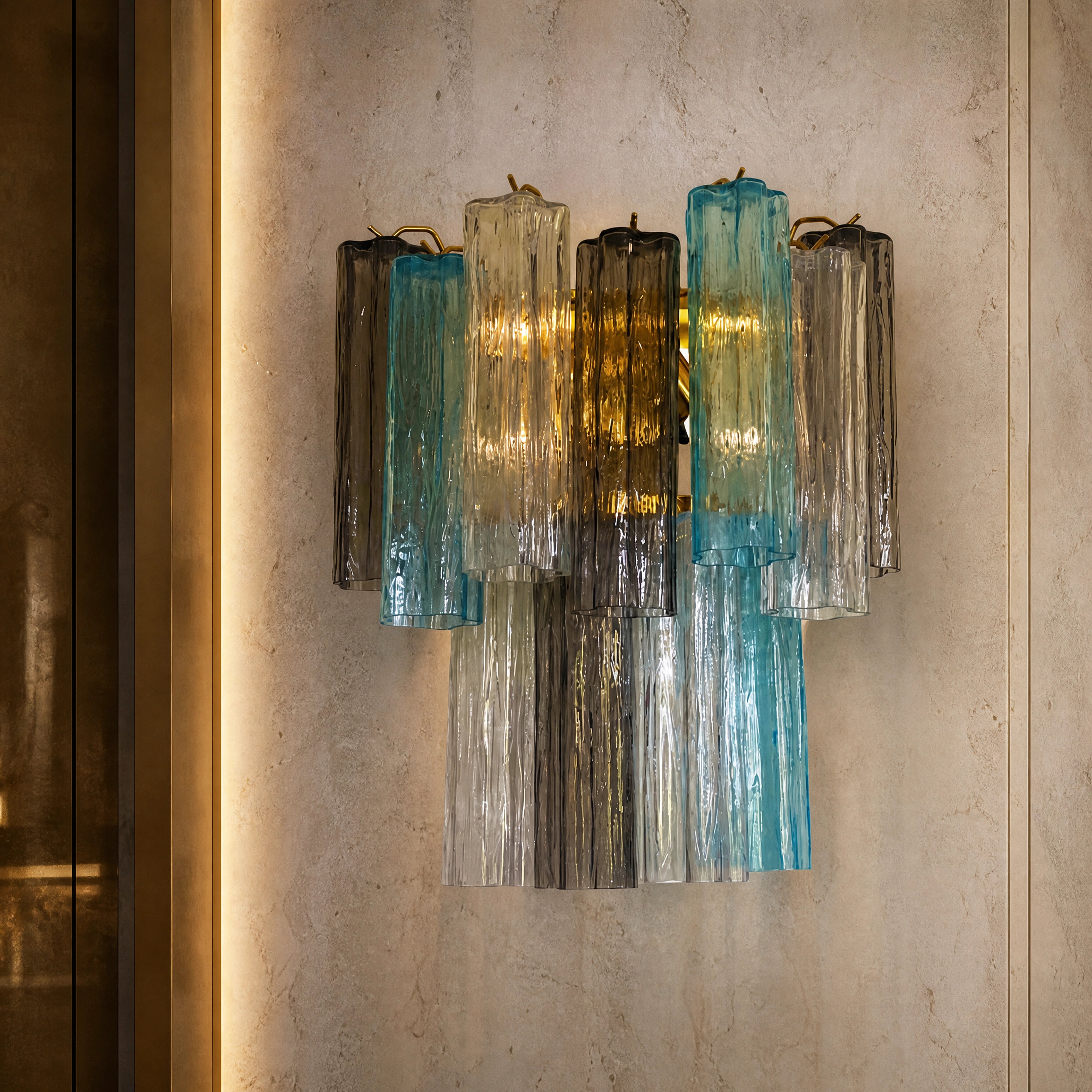 Marcella Tronchi Murano Glass Wall Light close-up luxury lifestyle hero image by VORELLI