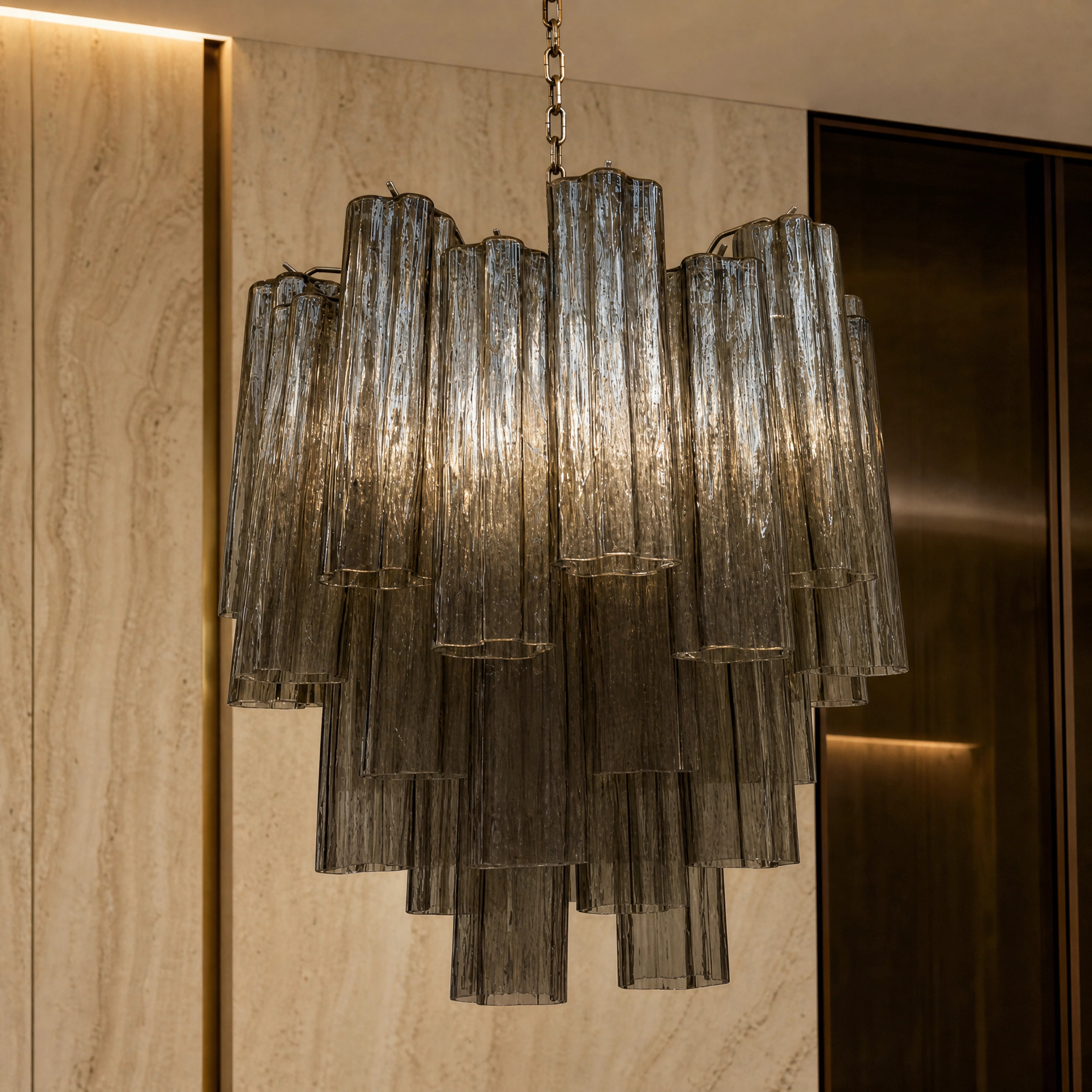 Melina Tronchi Murano Glass Circular Chandelier close-up luxury lifestyle hero image by VORELLI
