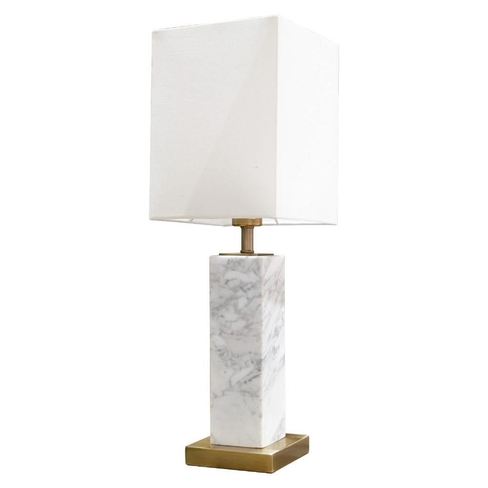 Micevo White Marble Column Table Lamp by VORELLI, table lamp product image for bedrooms, consoles and hotel suites