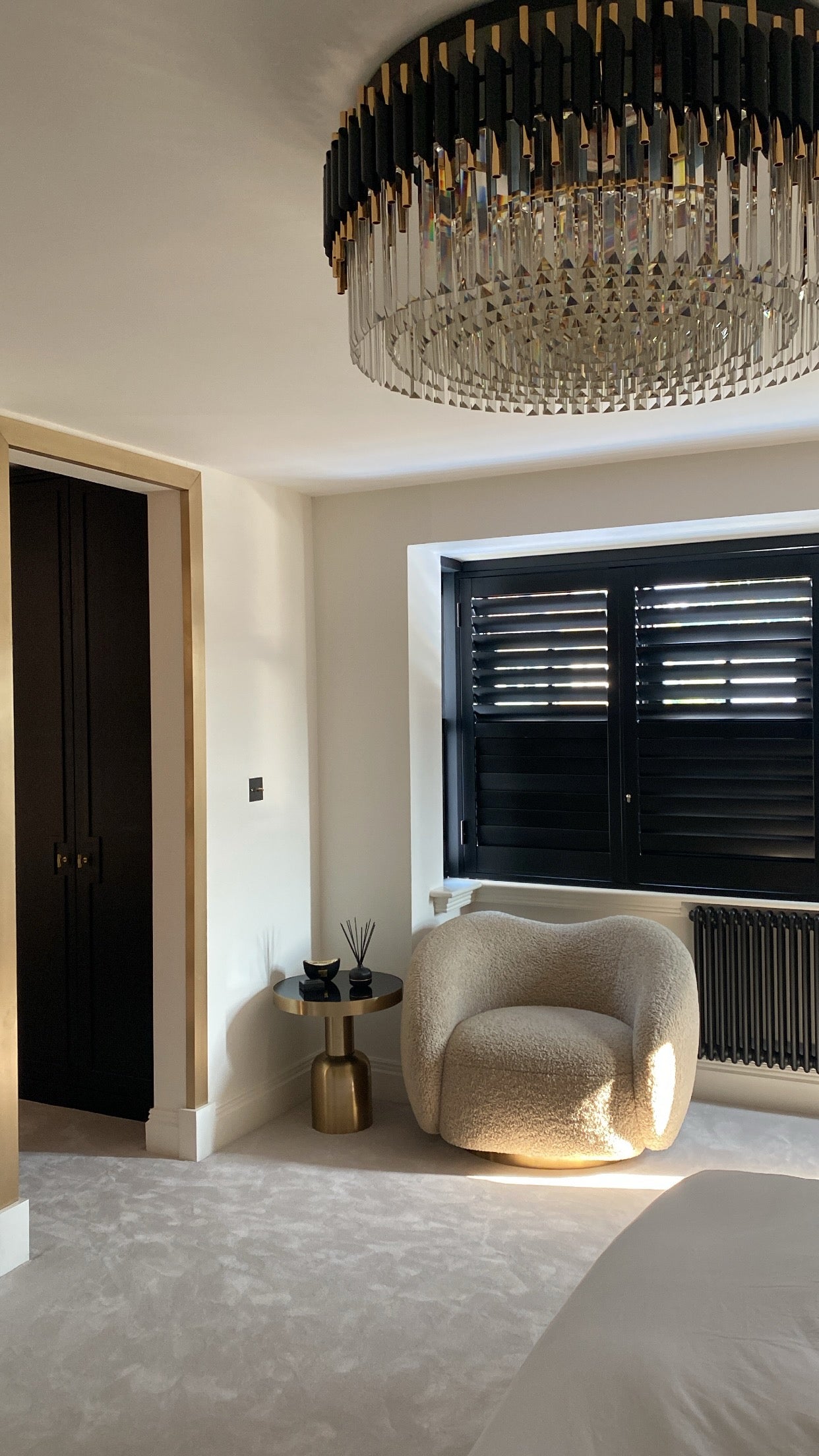 VORELLI Milltimber crystal ceiling light viewed within a refined modern interior setting