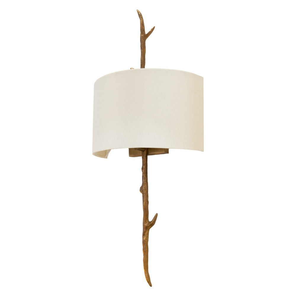 VORELLI® Montvero brass wall light with white fabric shade