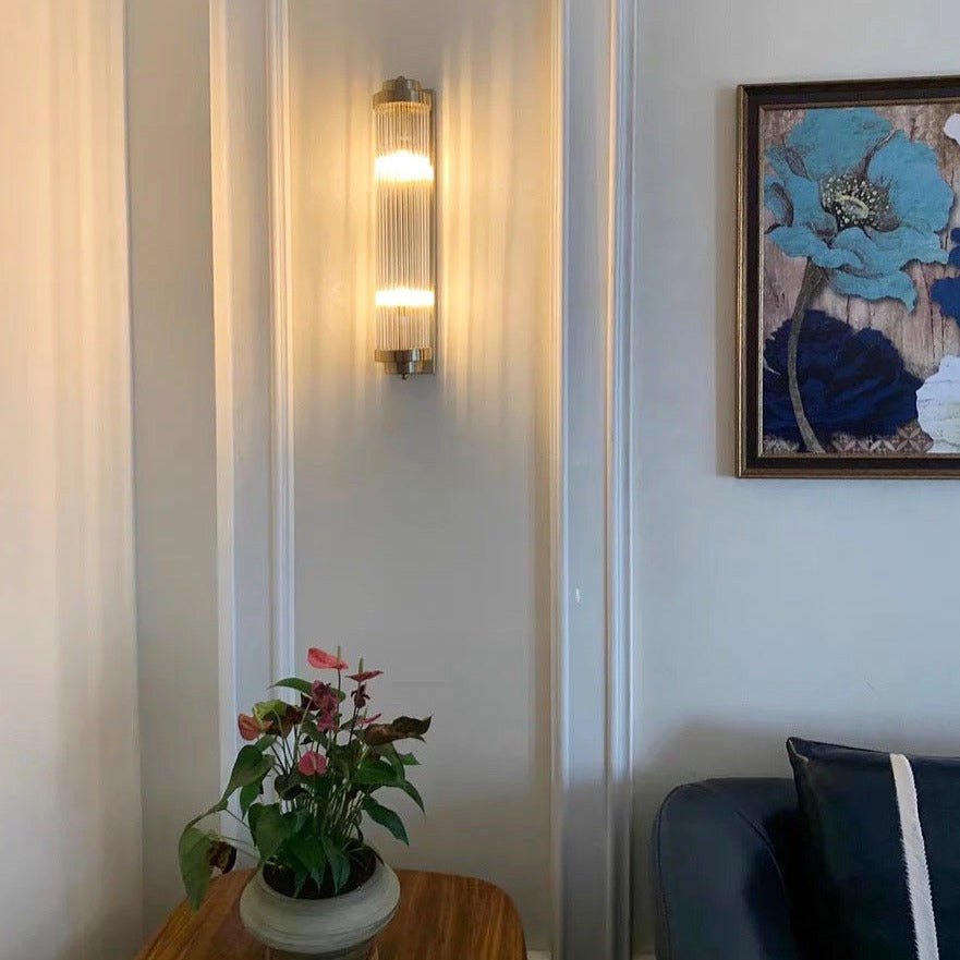 VORELLI® Mykonos designer wall light enhancing sophisticated commercial interior with vertical crystal tubes