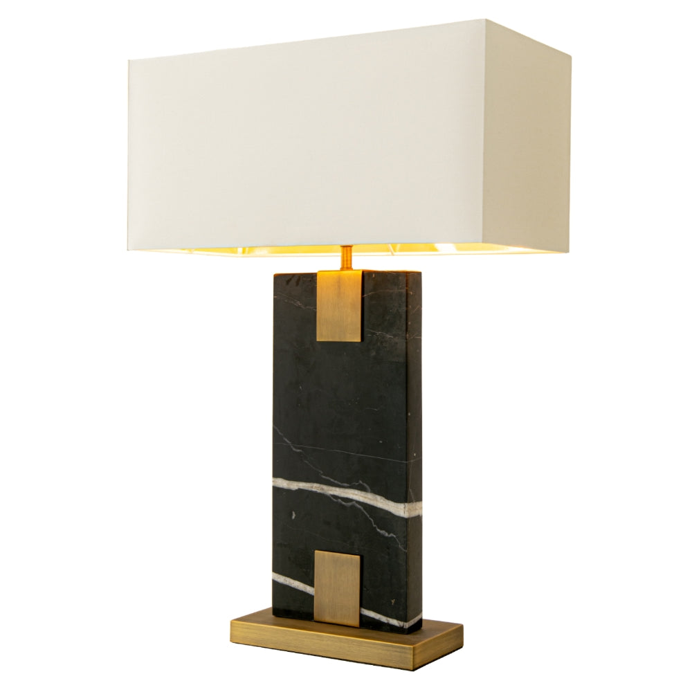 VORELLI® Navaro black marble and antique brass table lamp