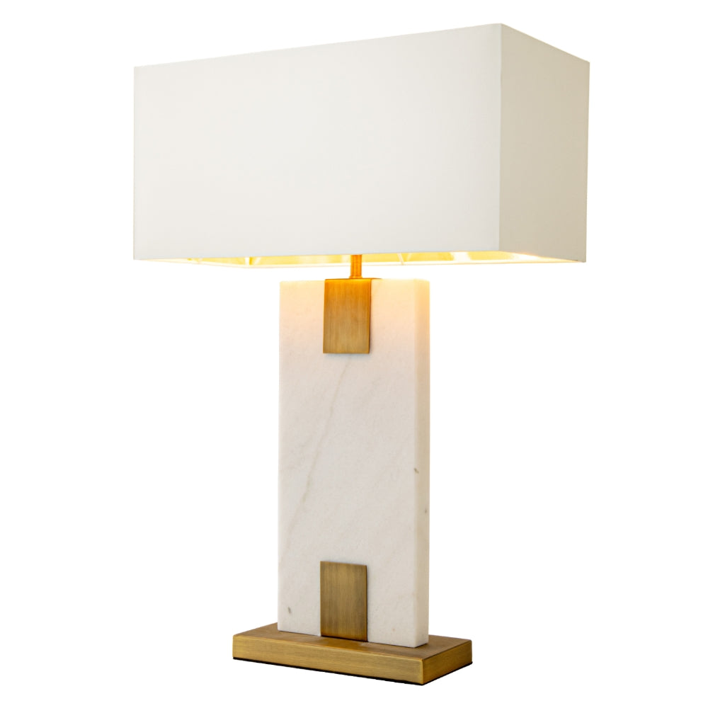 VORELLI® Navaro white marble and antique brass table lamp