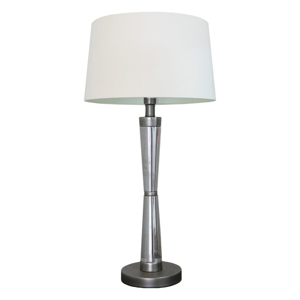 VORELLI® Nellora table lamp in matte black nickel with smoke crystal and off-white shade