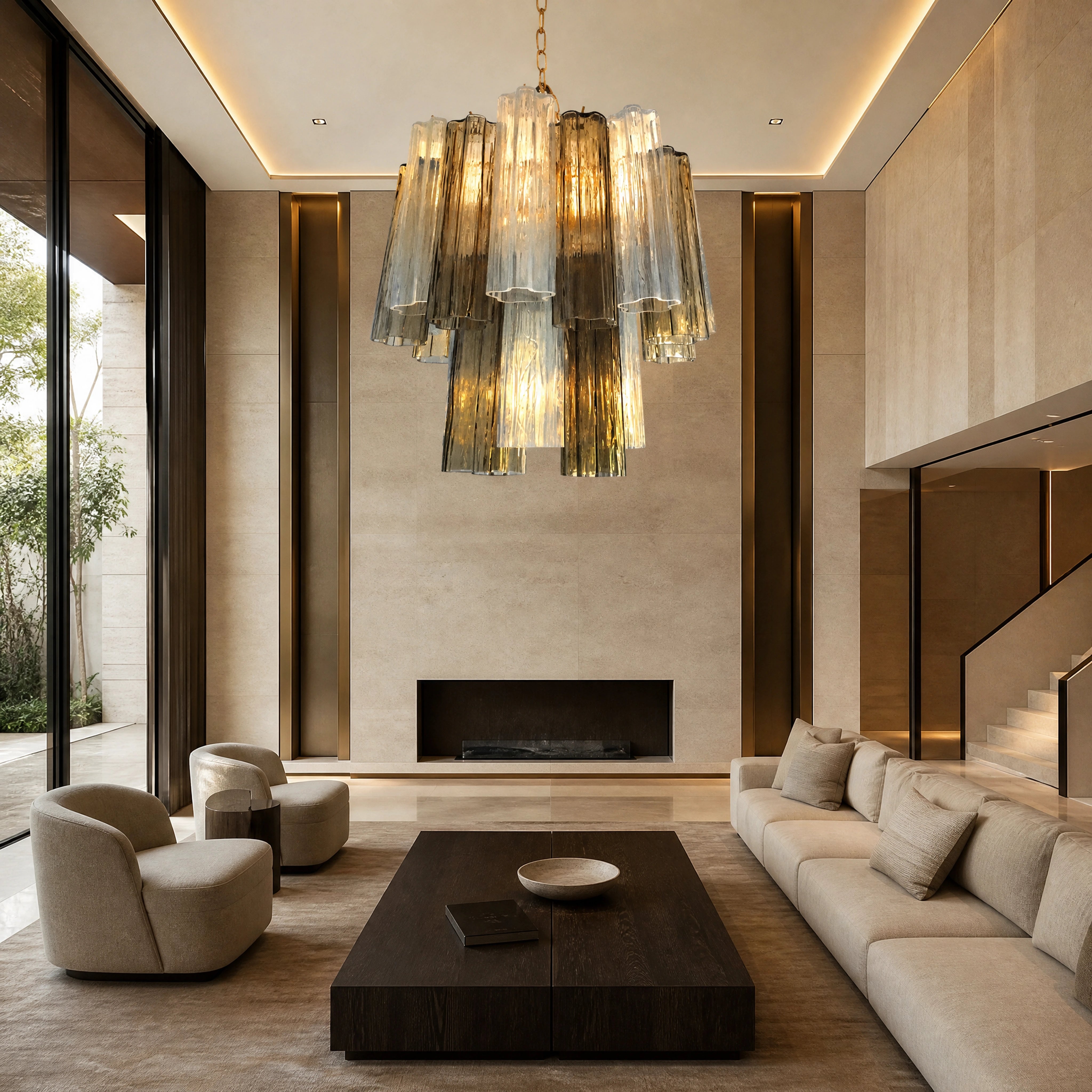 Nicoletta Tronchi Murano Glass Circular Chandelier UHNW private residence luxury lifestyle image by VORELLI