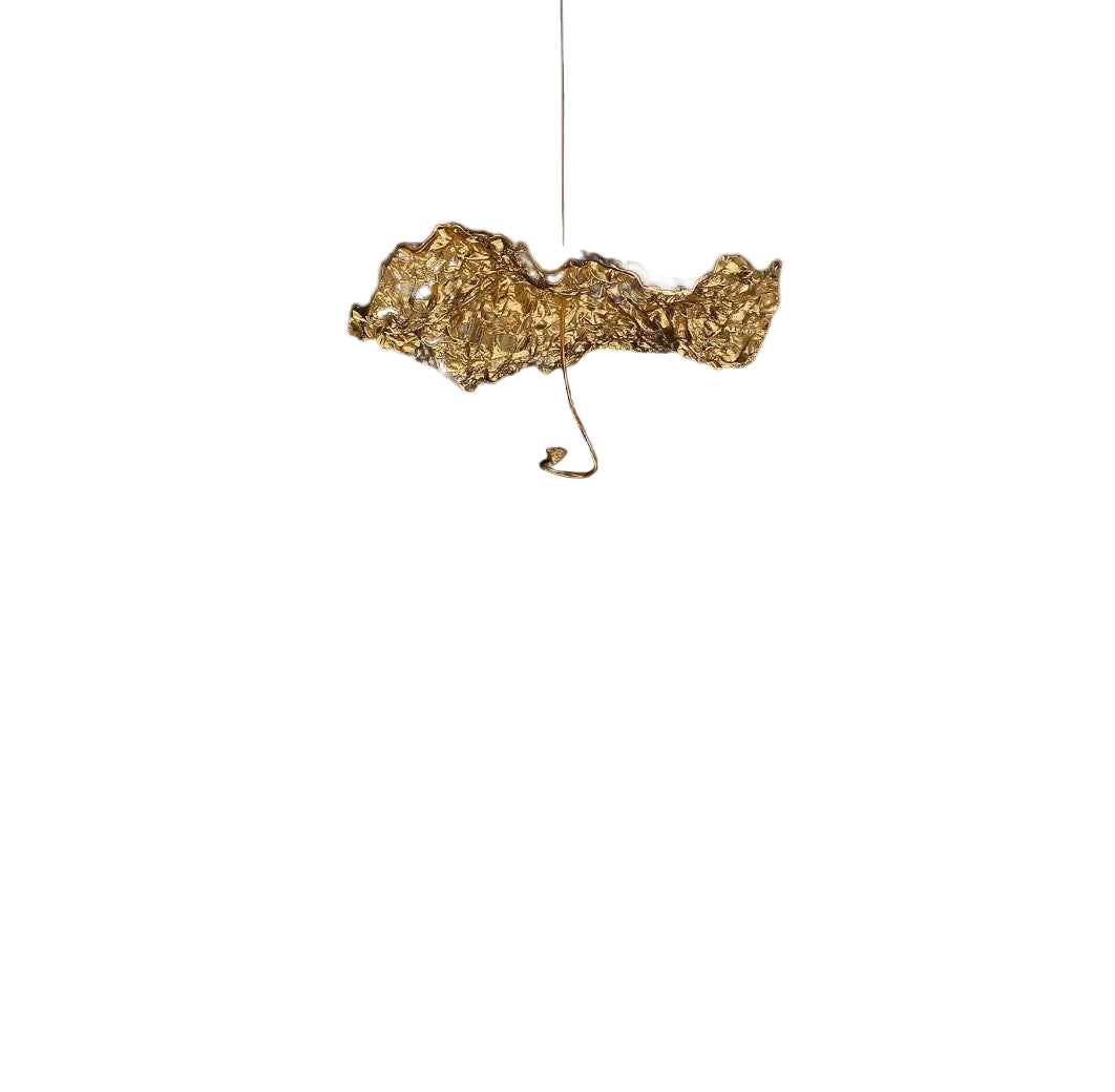 Obscura pendant light by VORELLI with sculptural gold organic form