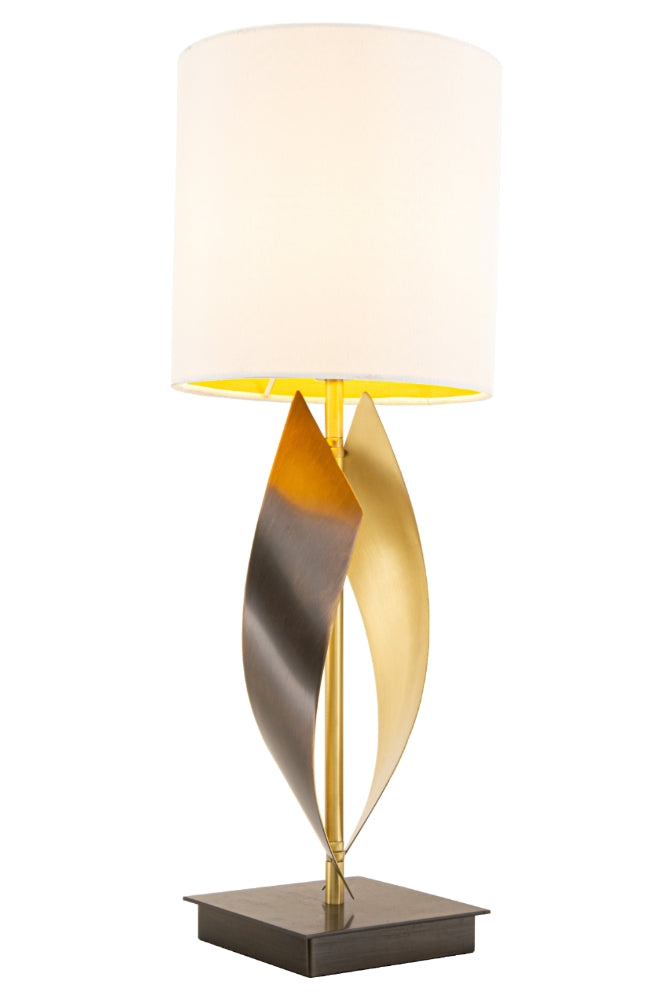 VORELLI® Orvessa brass sculptural table lamp with cream shade