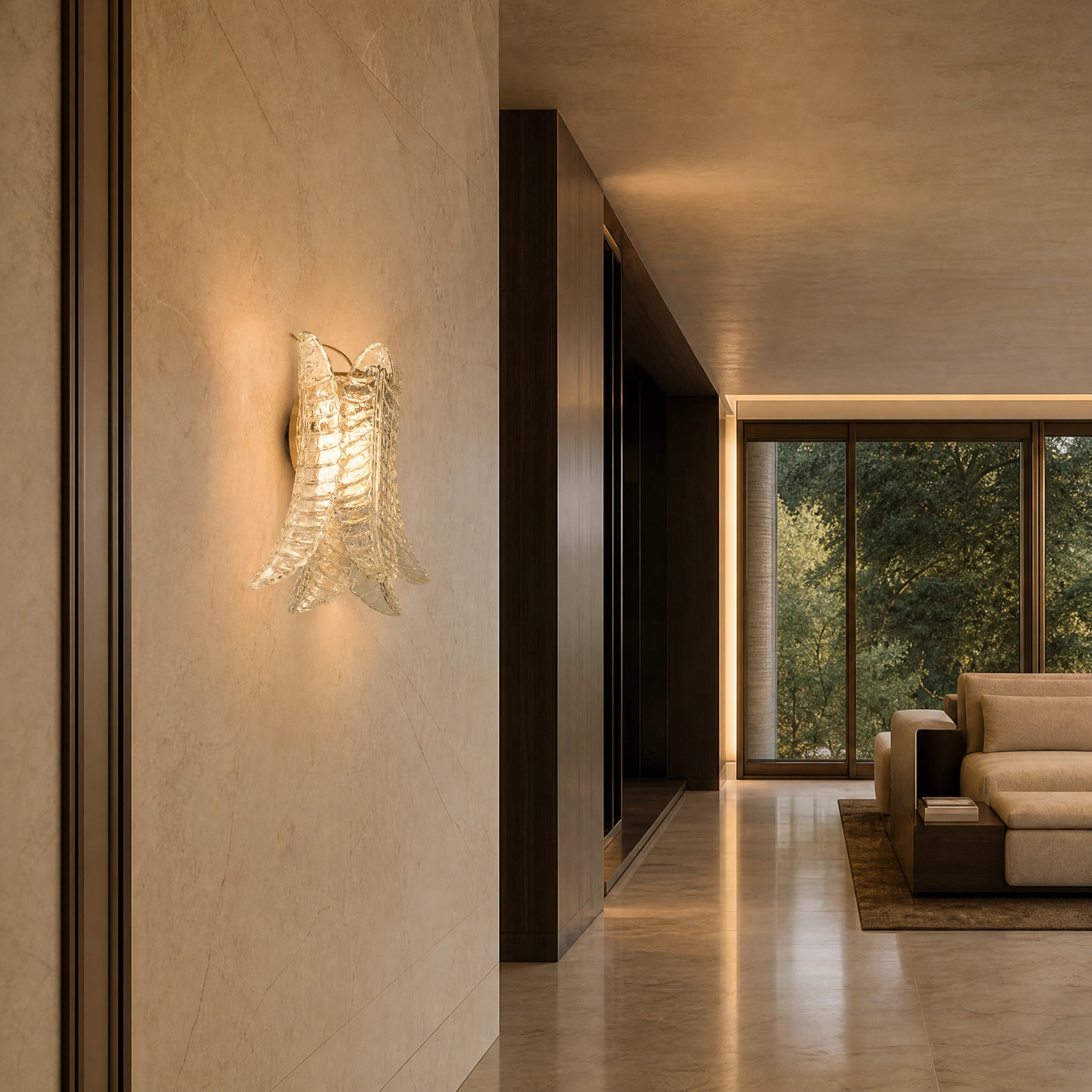 Perugia Felci Murano Glass Wall Light UHNW private residence luxury lifestyle image by VORELLI