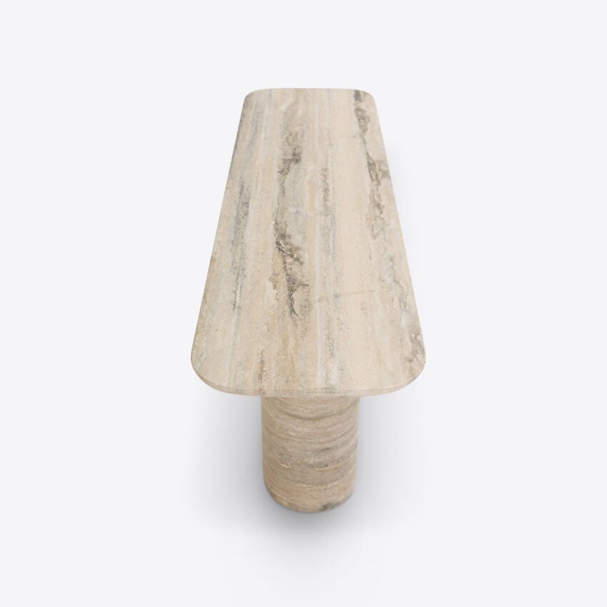 Posillano Silver Travertine Console console table view 6