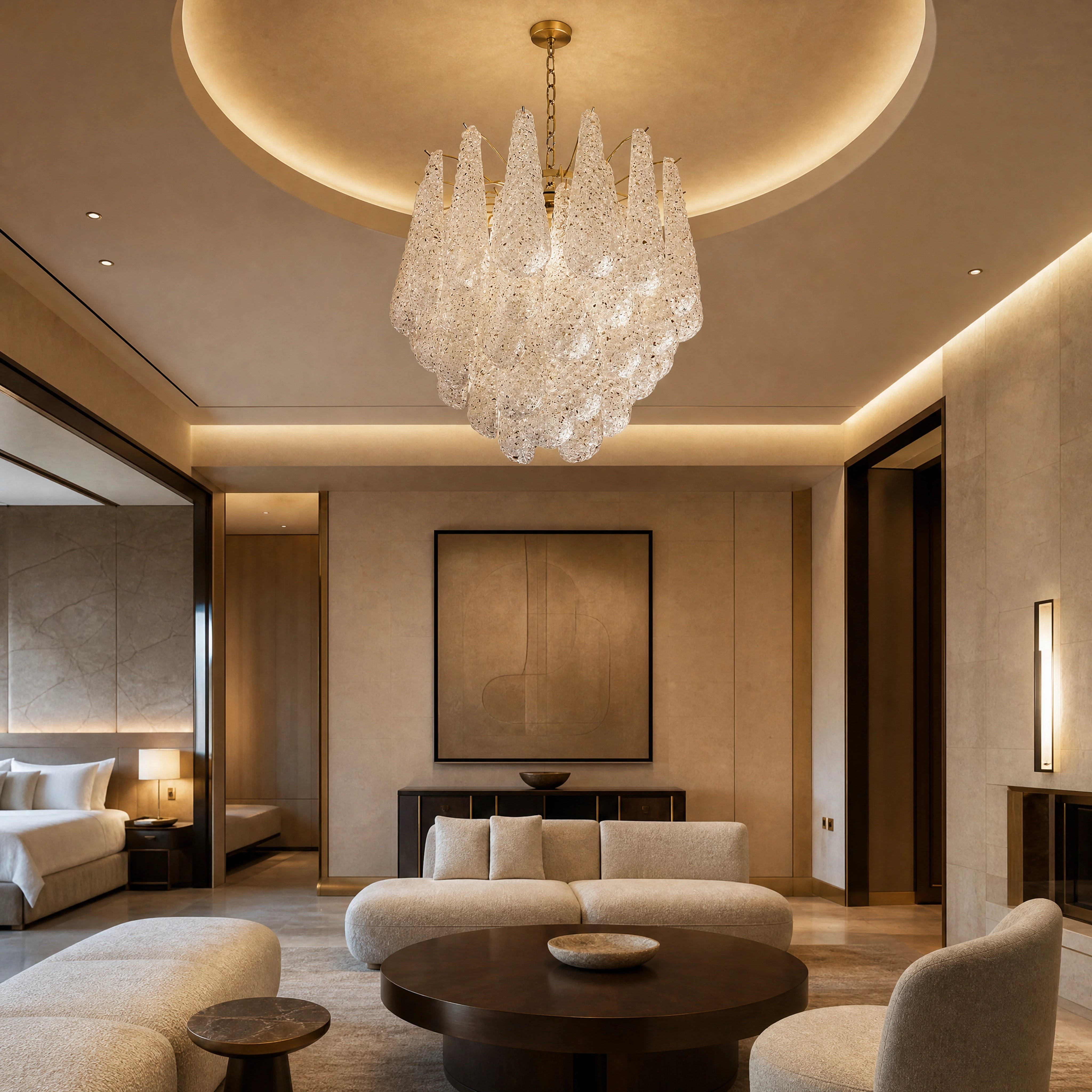Mirano Conchiglie Murano Shell Glass Circular Chandelier luxury hospitality interior lifestyle image by VORELLI