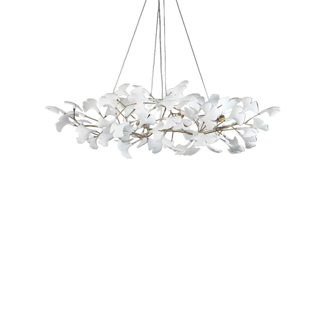 VORELLI Prano Rectangular Chandelier III with sculptural ceramic leaves