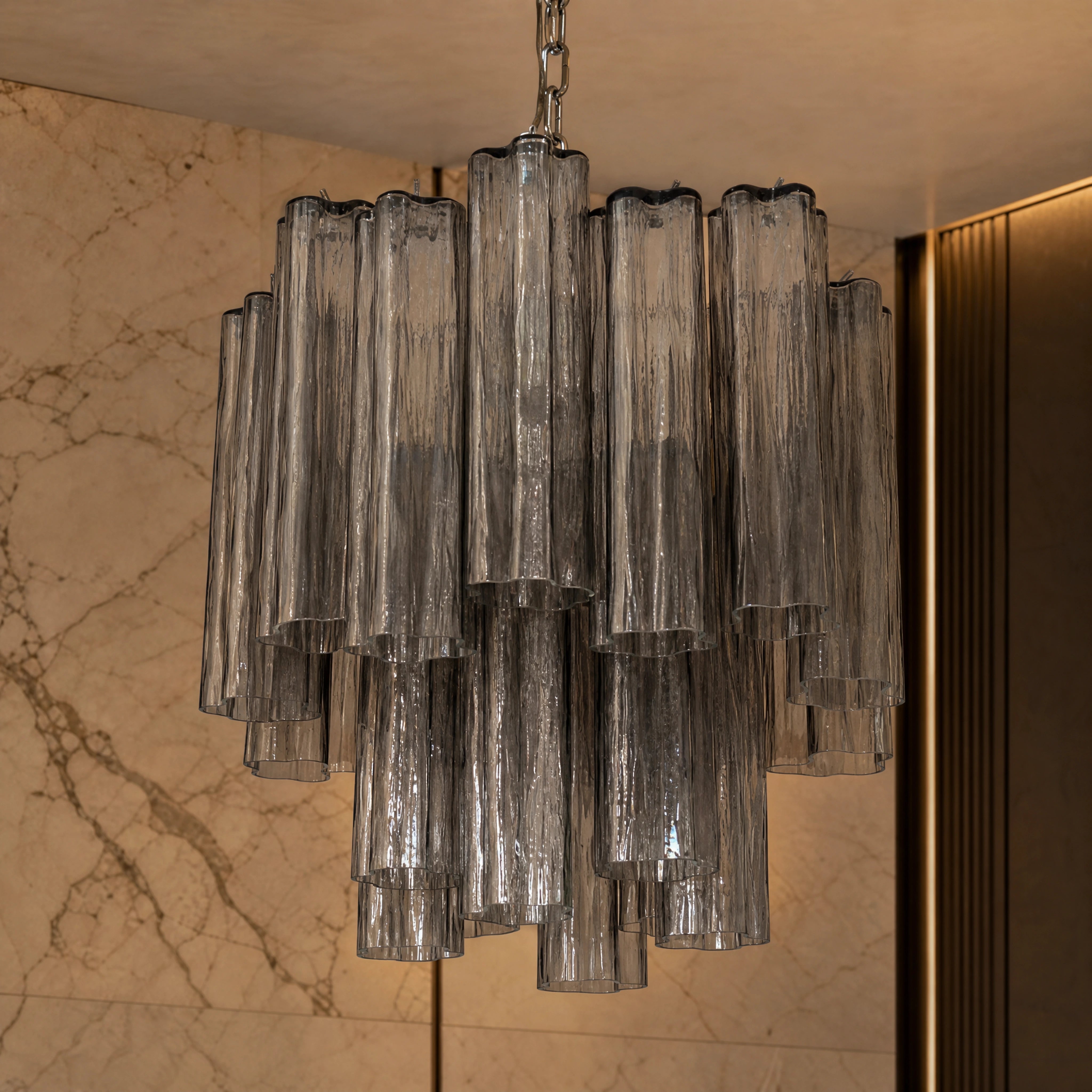 Renata Tronchi Murano Glass Circular Chandelier close-up luxury lifestyle hero image by VORELLI