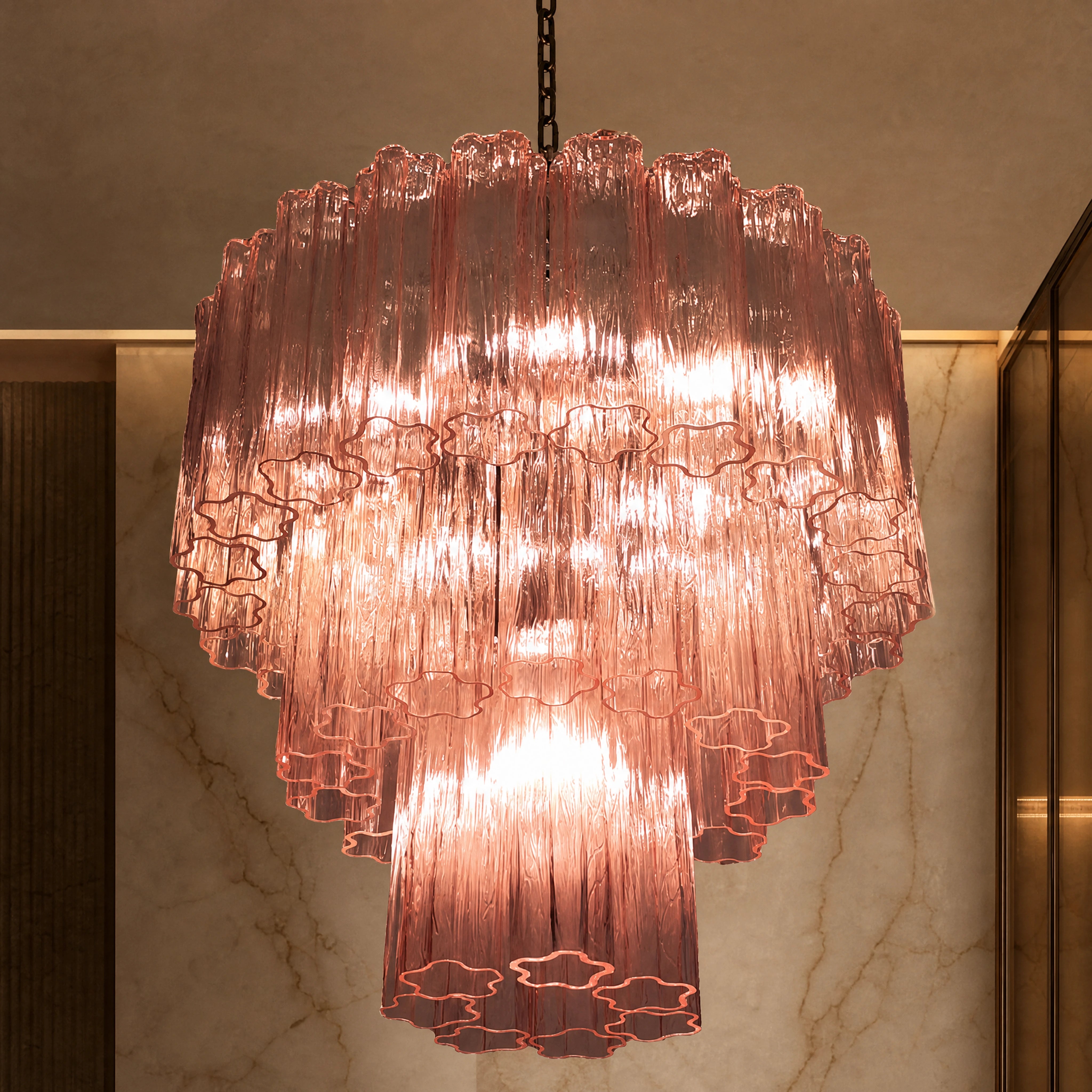 Patrizia Tronchi Murano Glass Circular Chandelier close-up luxury lifestyle hero image by VORELLI