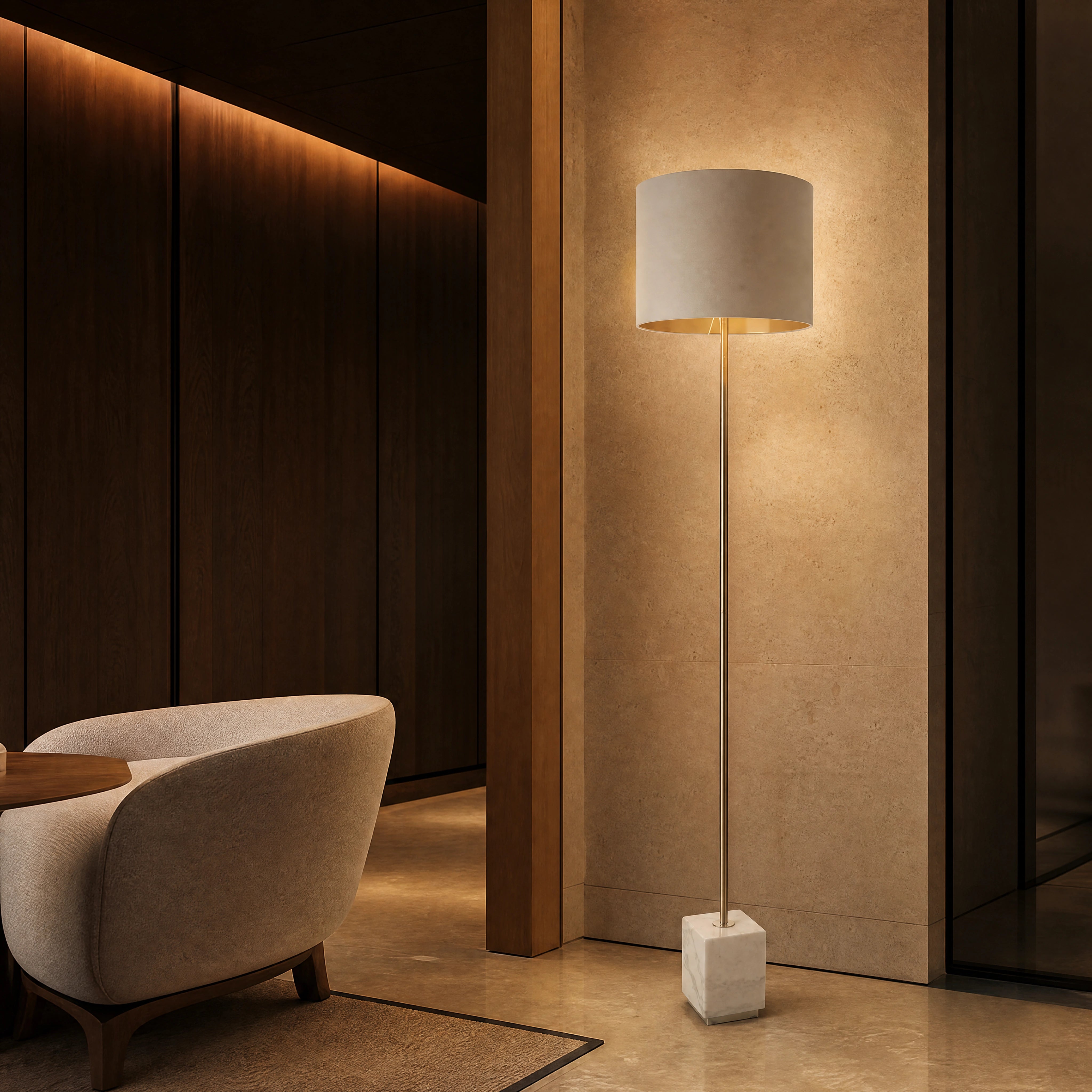 Salano Brass Arc Floor Lamp luxury hospitality interior lifestyle image by VORELLI