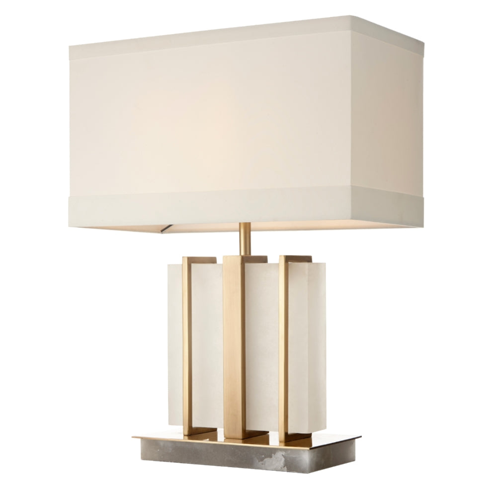 VORELLI® Seravia alabaster and brass table lamp with fabric shade