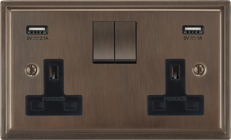 Sheraton Double Socket + USB by VORELLI, a refined luxury lighting for luxury residential and project interiors.