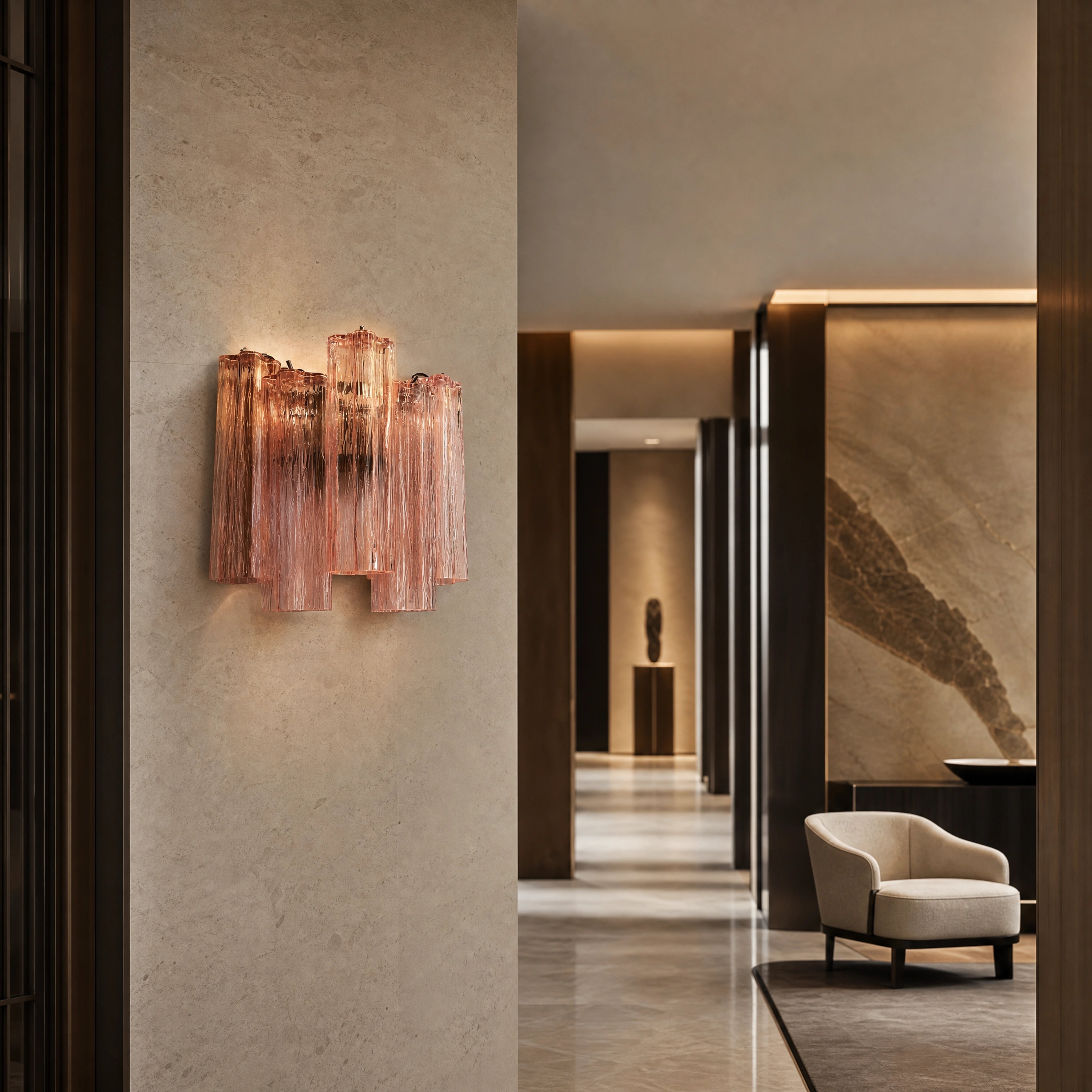 Speranza Tronchi Murano Glass Wall Light UHNW private residence luxury lifestyle image by VORELLI