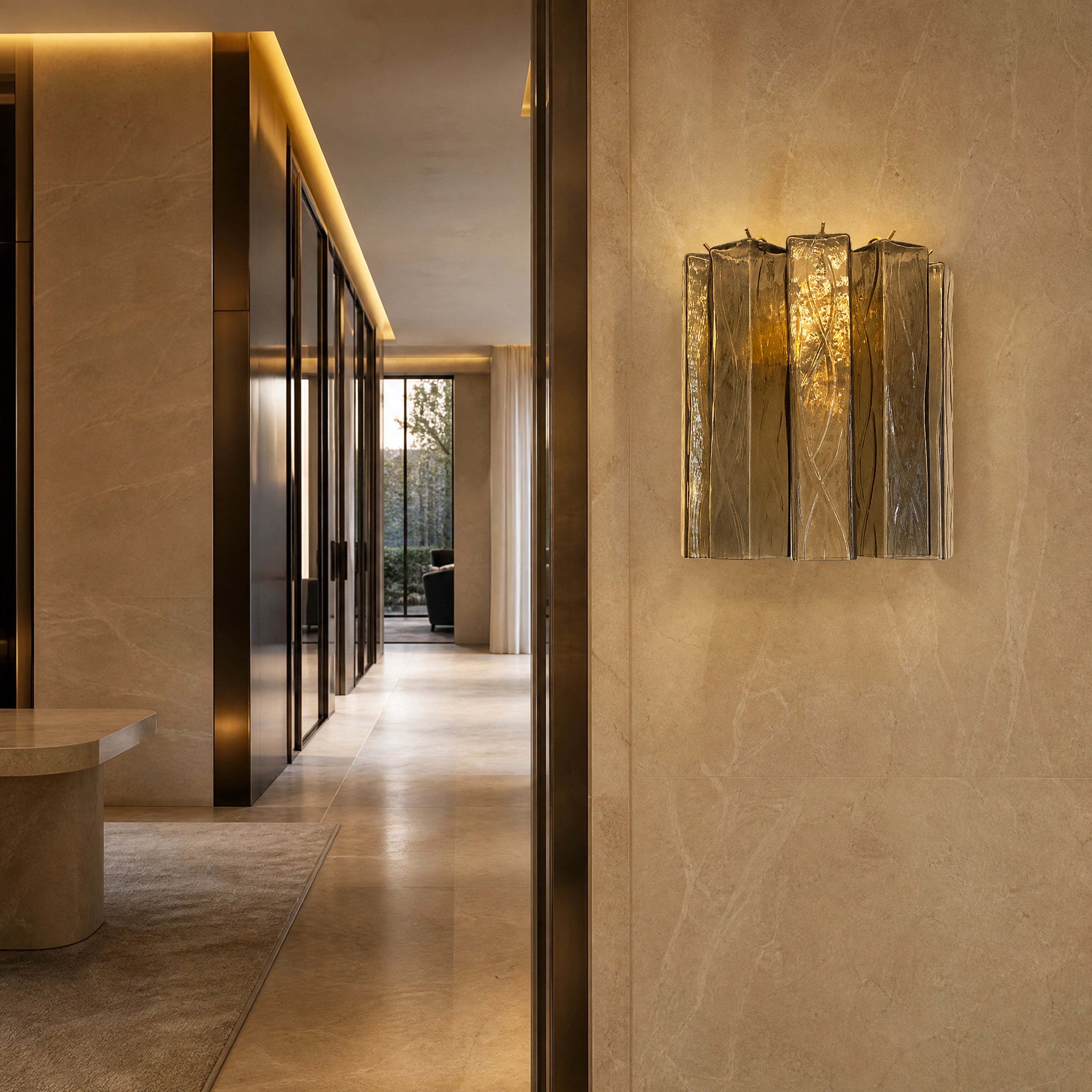 Taormina Squares Murano Glass Wall Light UHNW private residence luxury lifestyle image by VORELLI