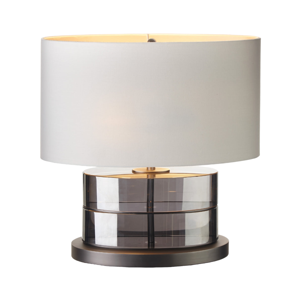 VORELLI® Tarnell Gunmetal Smoke Table Lamp on a pure white background.