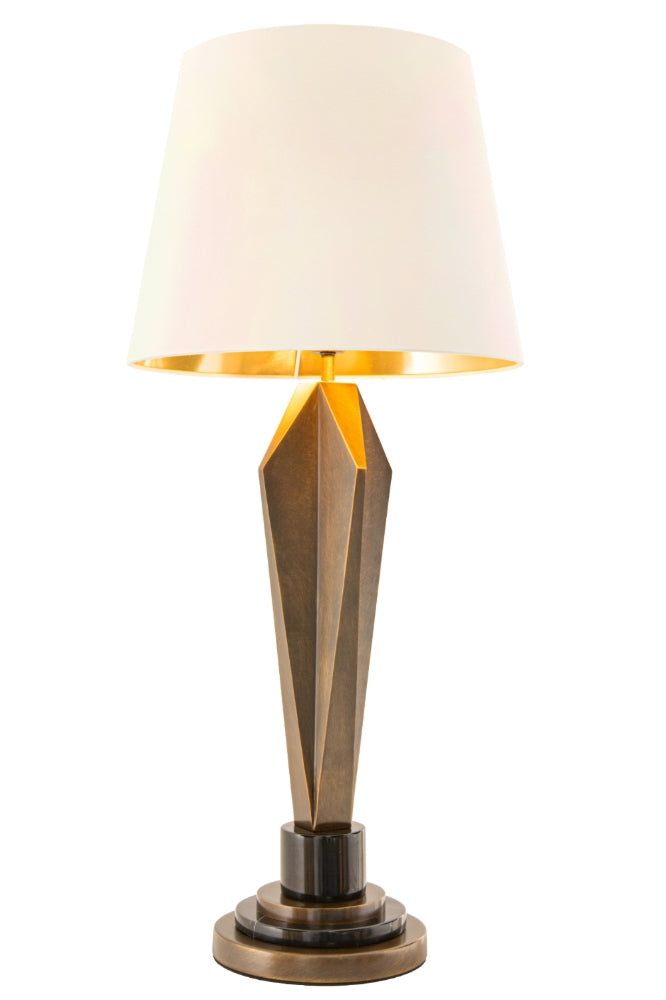 VORELLI® Valdorin brass table lamp with black marble detail