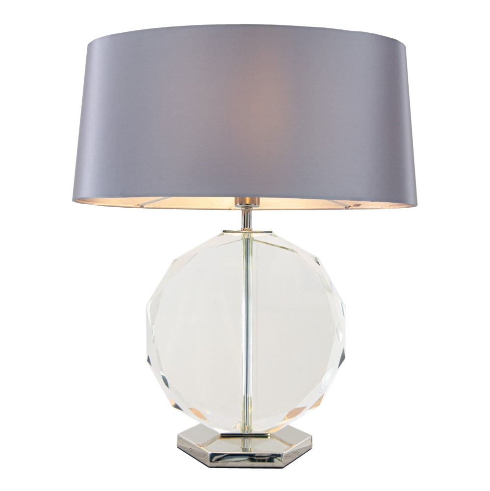 VORELLI® Valmira crystal table lamp with polished nickel detailing