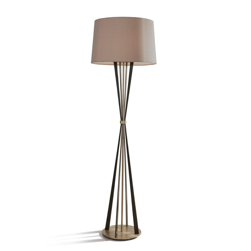 VORELLI® Valtero antique brass tapered floor lamp with fabric shade