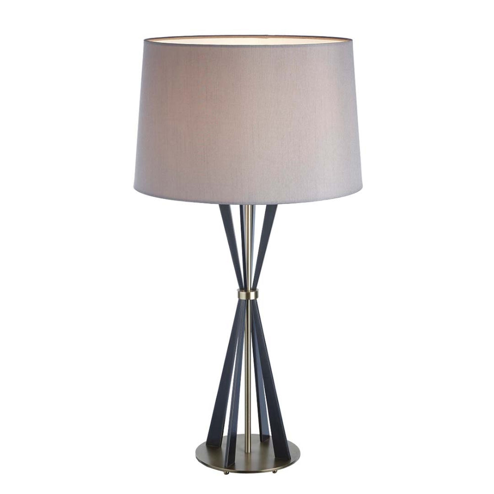 VORELLI® Valtero antique brass tapered table lamp with fabric shade