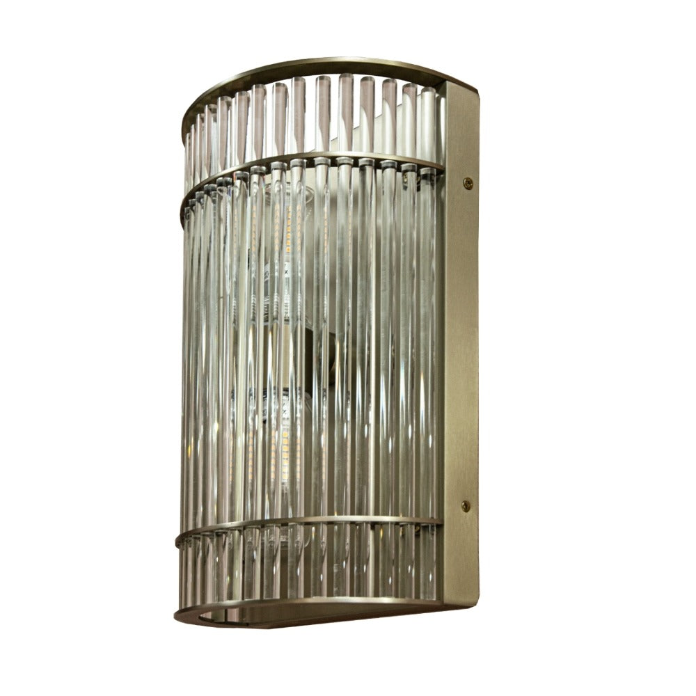 VORELLI® Vantore IP65 champagne ribbed glass outdoor wall light