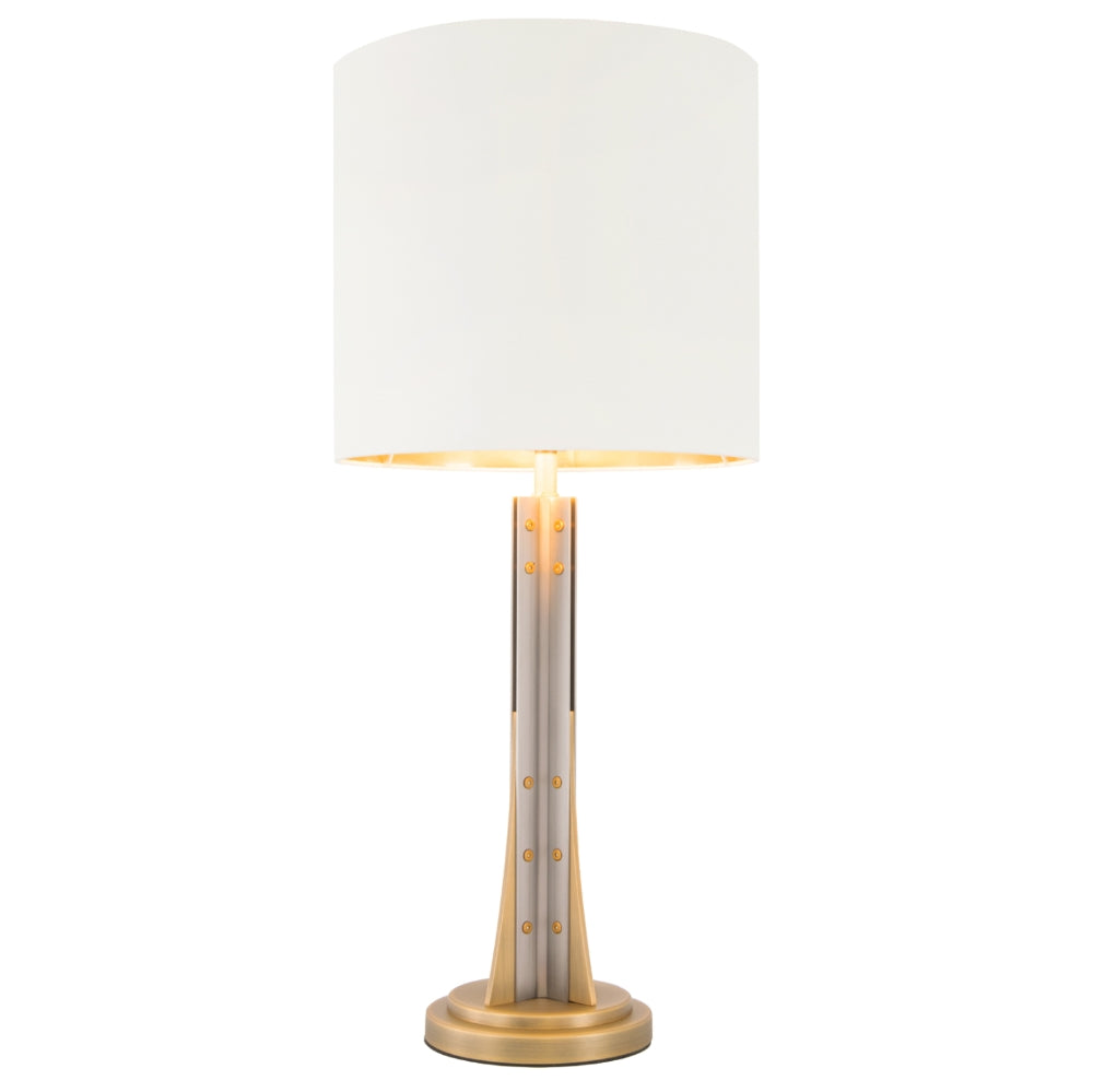 VORELLI® Vensaro brass and gunmetal table lamp with opal shade