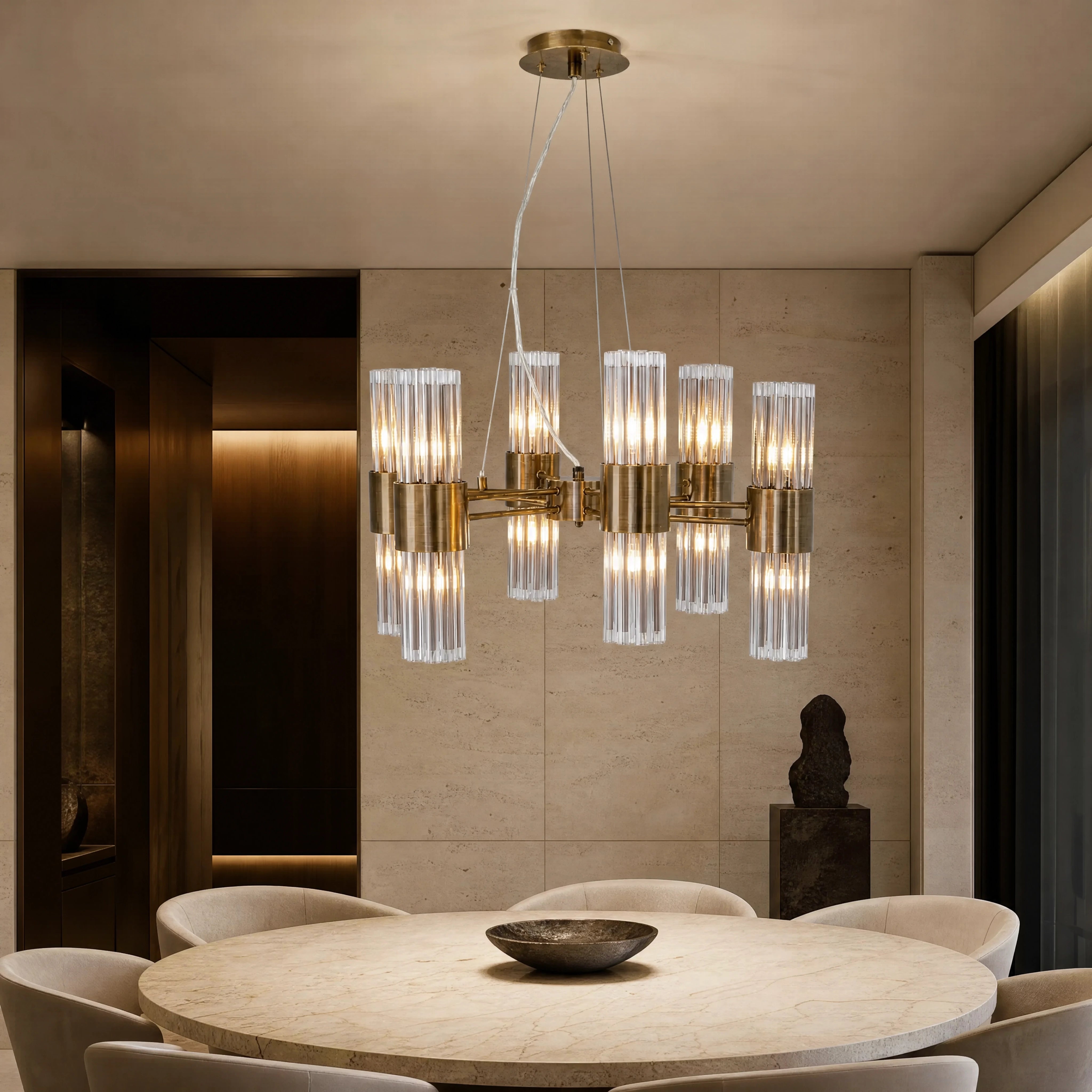 Victoria Circular Chandelier II close-up luxury lifestyle hero image by VORELLI