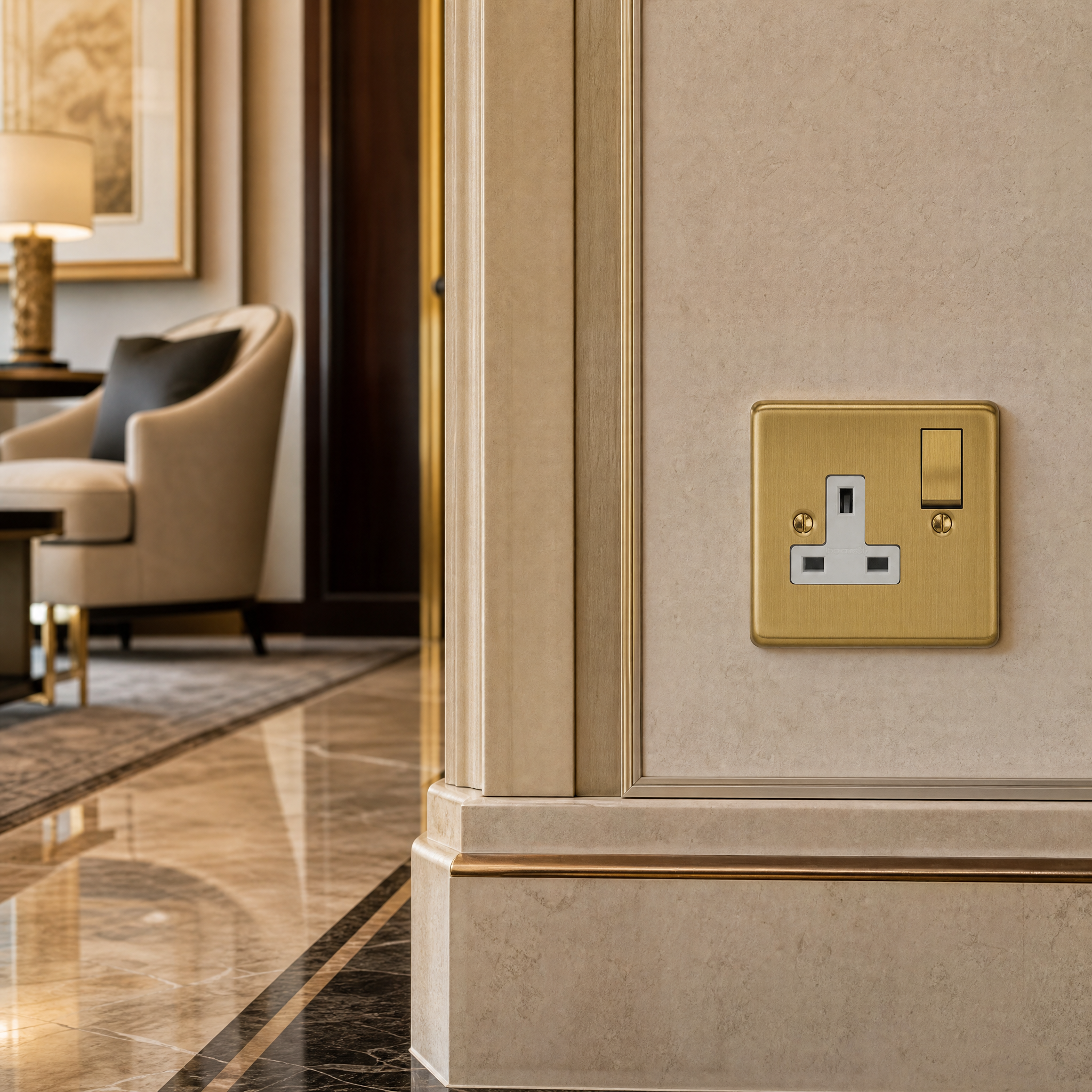 VORELLI Victorian single socket detailing in a luxury hotel suite wall design.