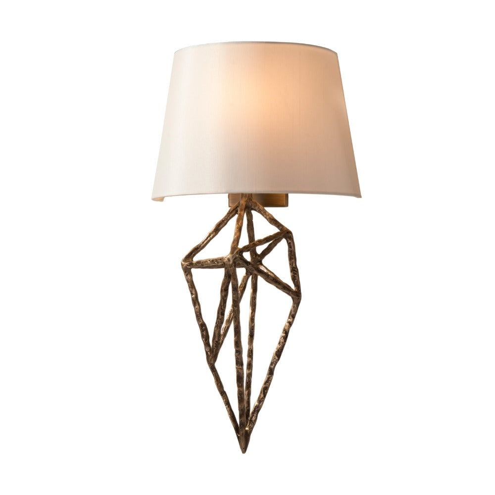 VORELLI® Virella antique brass wall light with fabric shade