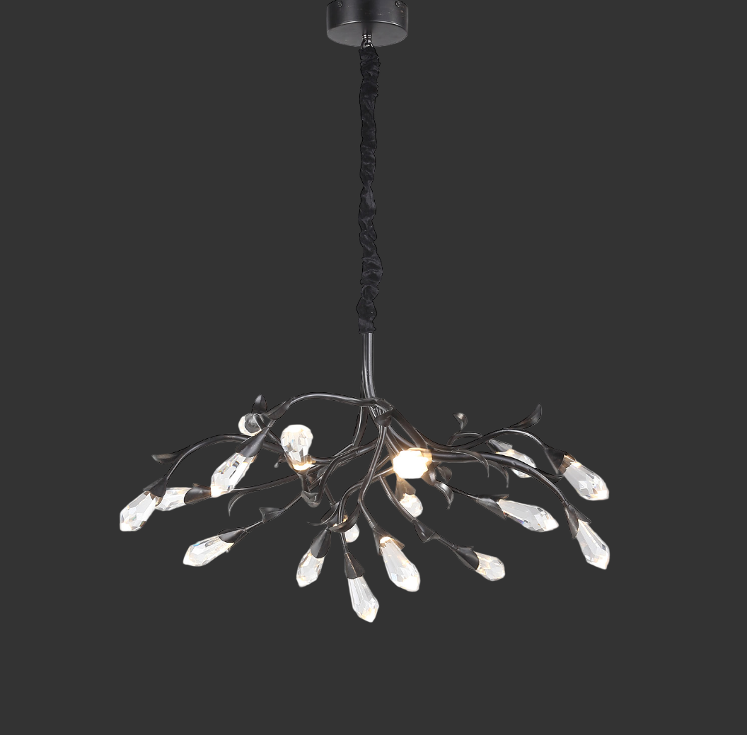 VORELLI® Virella Pendant Light with diamond-cut crystal drops and a sculptural branch design, ideal for luxury interiors and modern statement lighting.