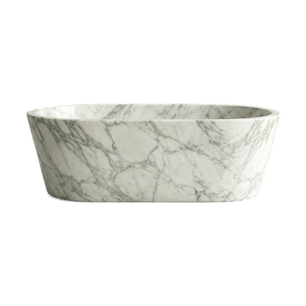 Arabescato Marble Freestanding Bathtub - Tapered on white background by VORELLI