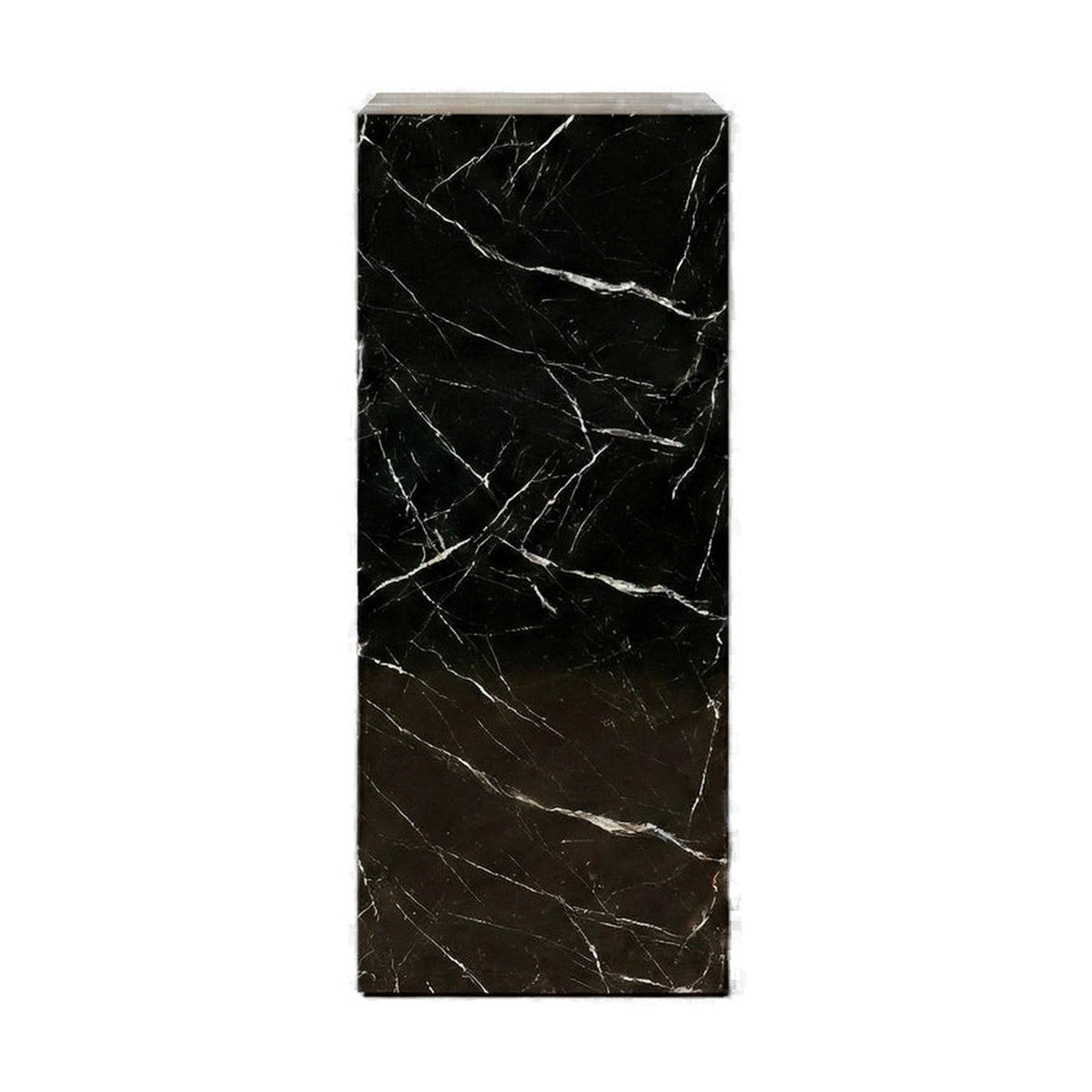Black Marquina Marble Pedestal Stand on white background by VORELLI
