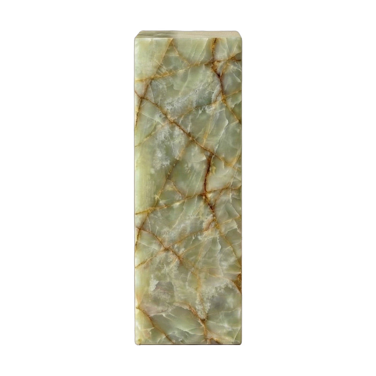 Green Onyx Pedestal Stand on white background by VORELLI