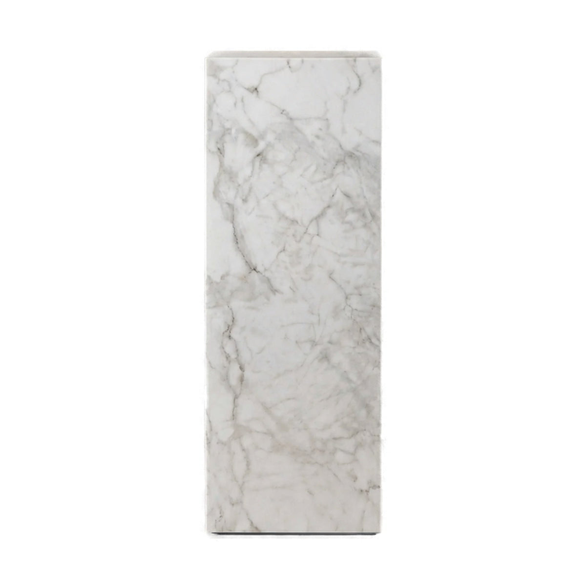 White Carrara Marble Pedestal Stand on white background by VORELLI