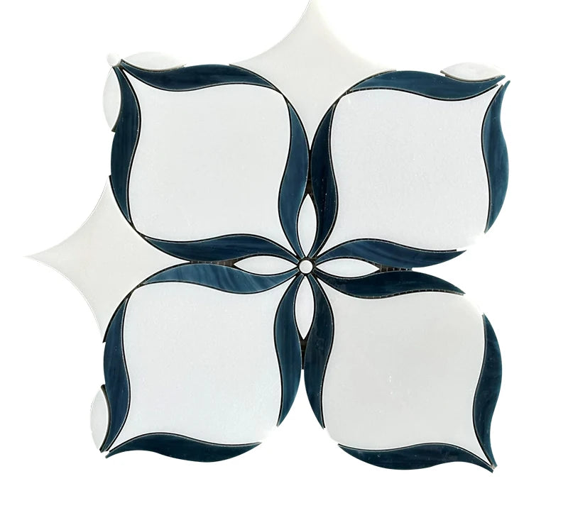 White Jade Stained Glass Waterjet Marble Mosaic luxury white waterjet marble mosaic for premium UK interiors